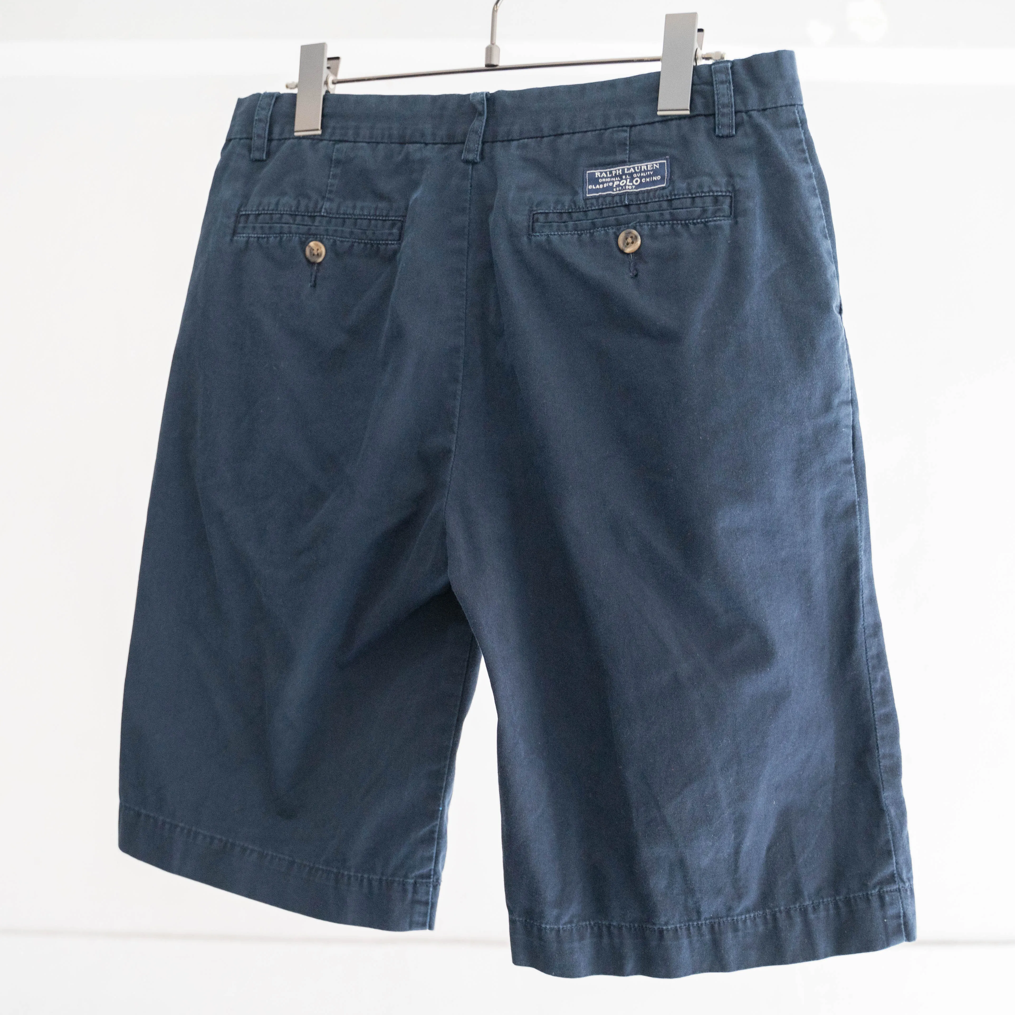1990s Ralph Lauren navy color chino shorts