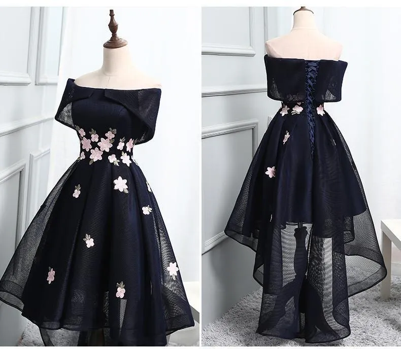 2024 Chic Off-the-Shoulder Appliques Asymmetrical Short High Low SWK10016