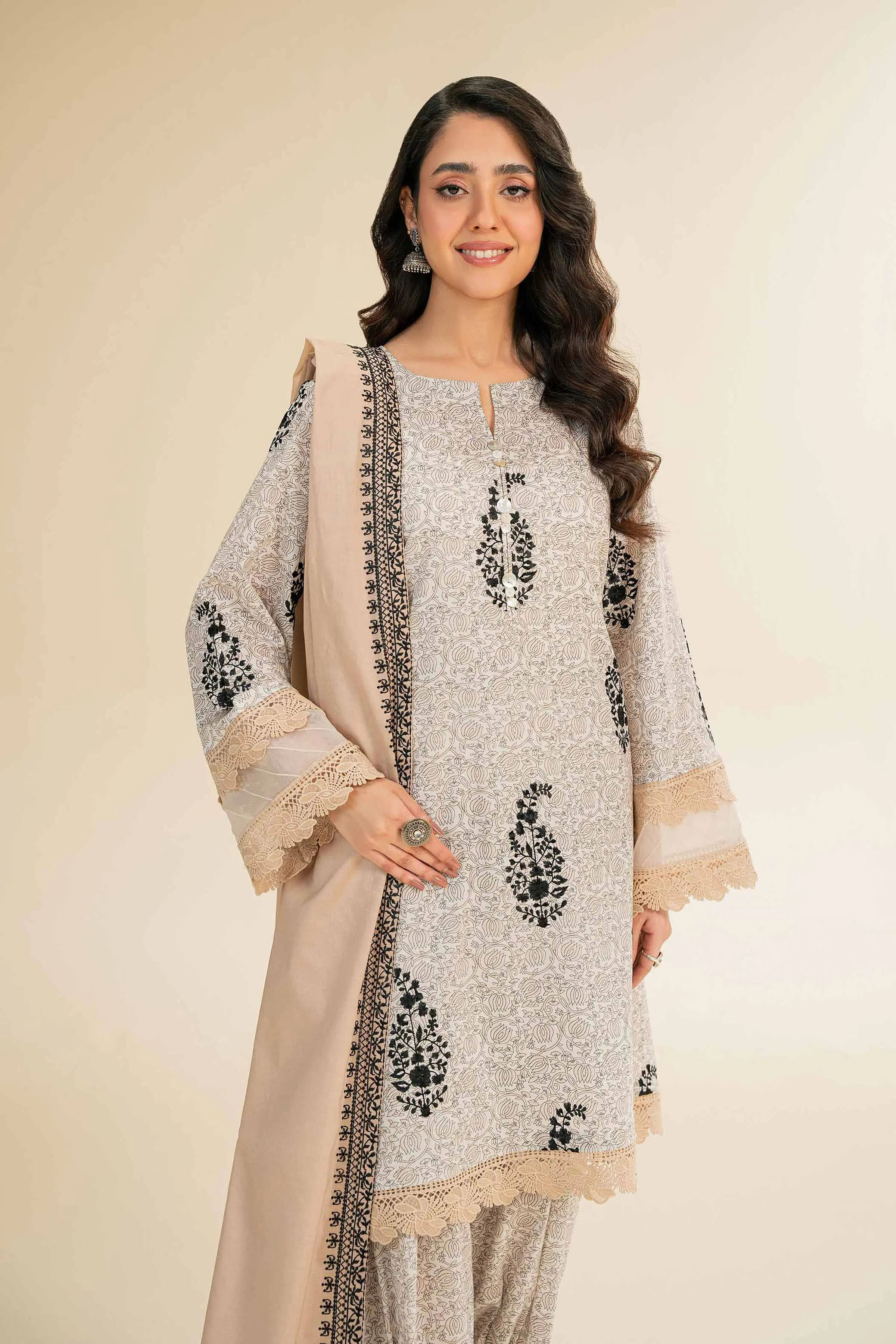 3 Piece - Printed Embroidered Suit - 42501360
