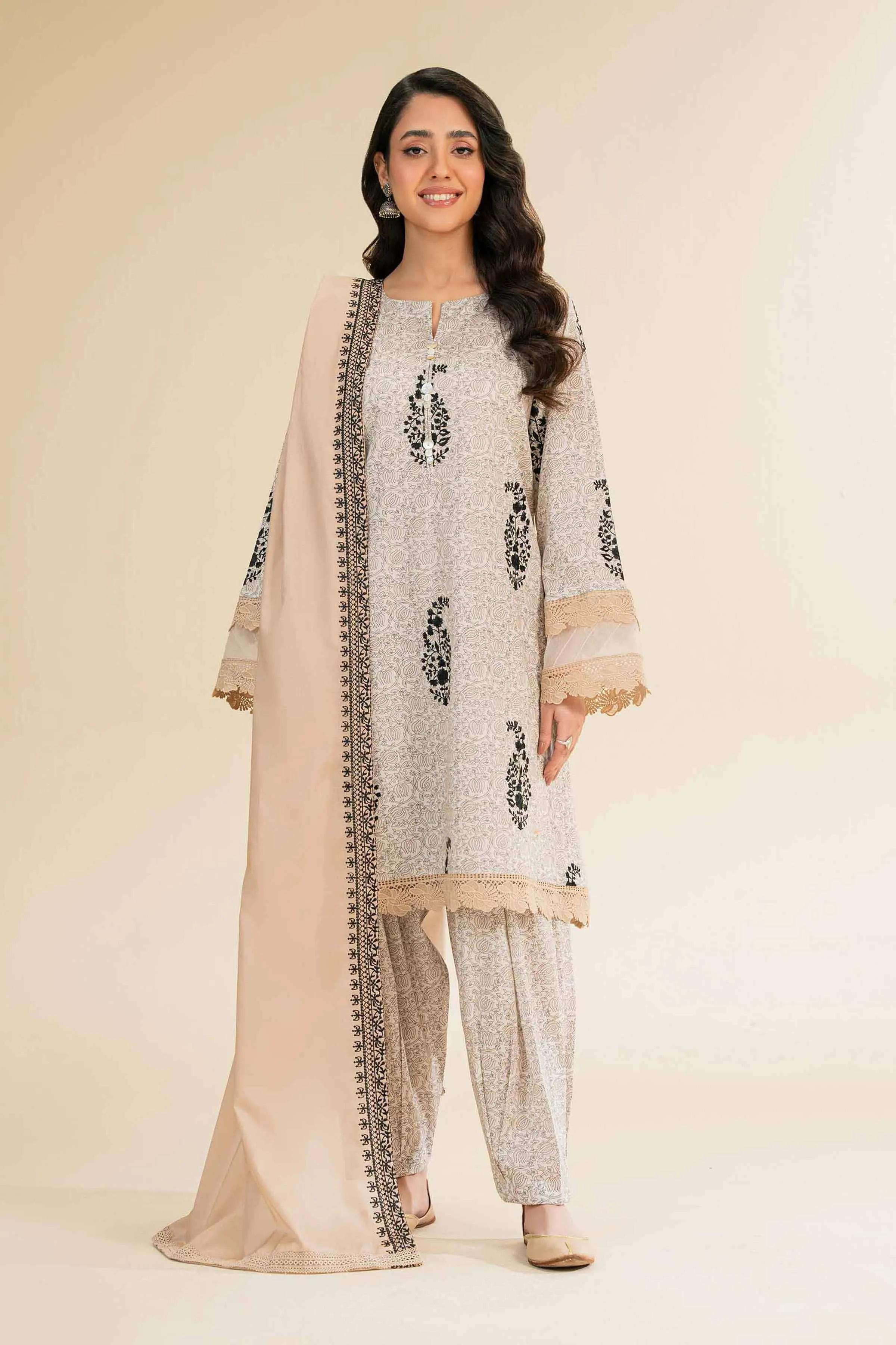 3 Piece - Printed Embroidered Suit - 42501360