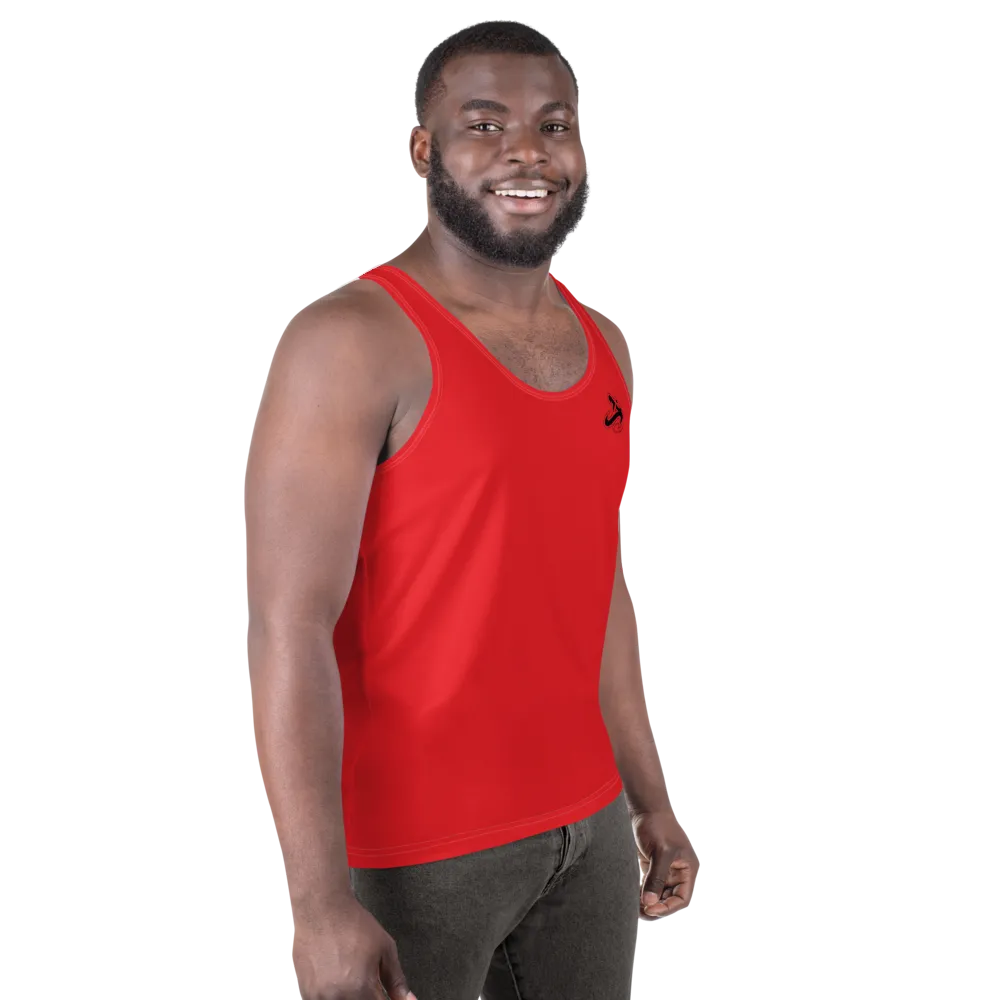Athletic Apparatus Red 1 Black logo White stitch Unisex Tank Top
