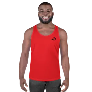 Athletic Apparatus Red 1 Black logo White stitch Unisex Tank Top