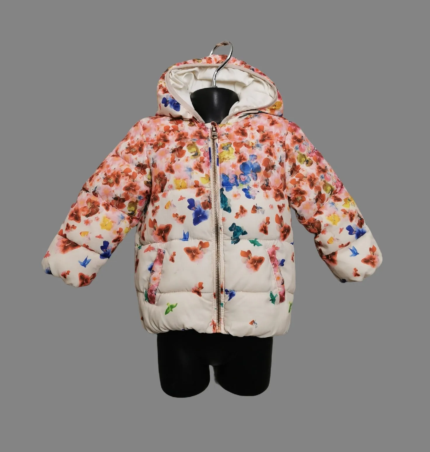 BABY GIRL SIZE 18/24 MONTHS - ZARA BabyGirl Collection, Floral Puffer Jacket VGUC B28