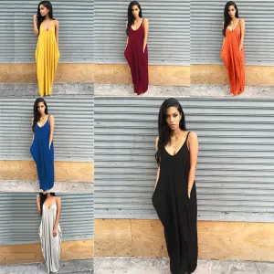 Backless Spaghetti Straps Scoop Long Beach Dress