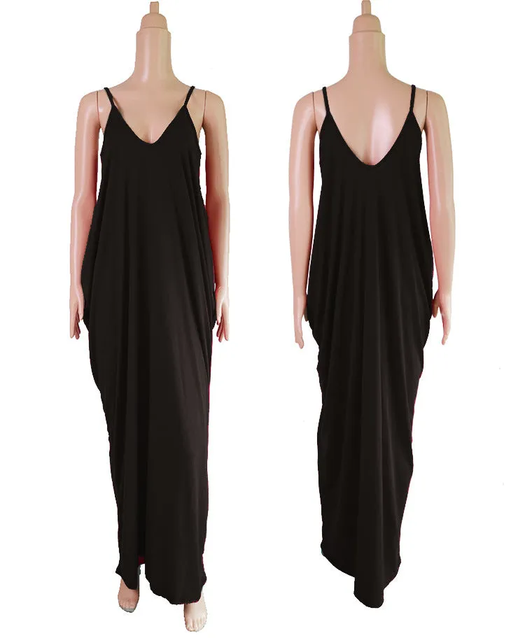 Backless Spaghetti Straps Scoop Long Beach Dress