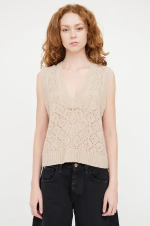 Beige Wool Knit Vest