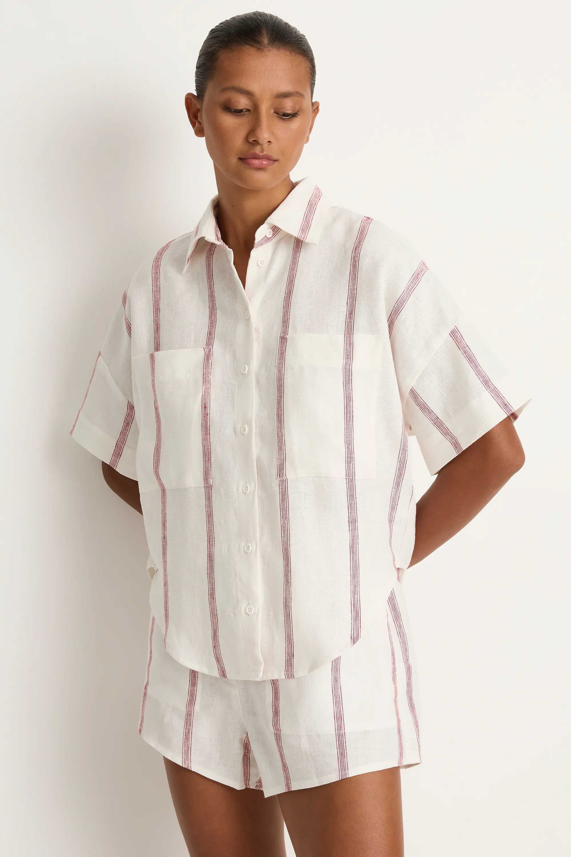 BONDI BORN Kiama Shorts - Red Stripe