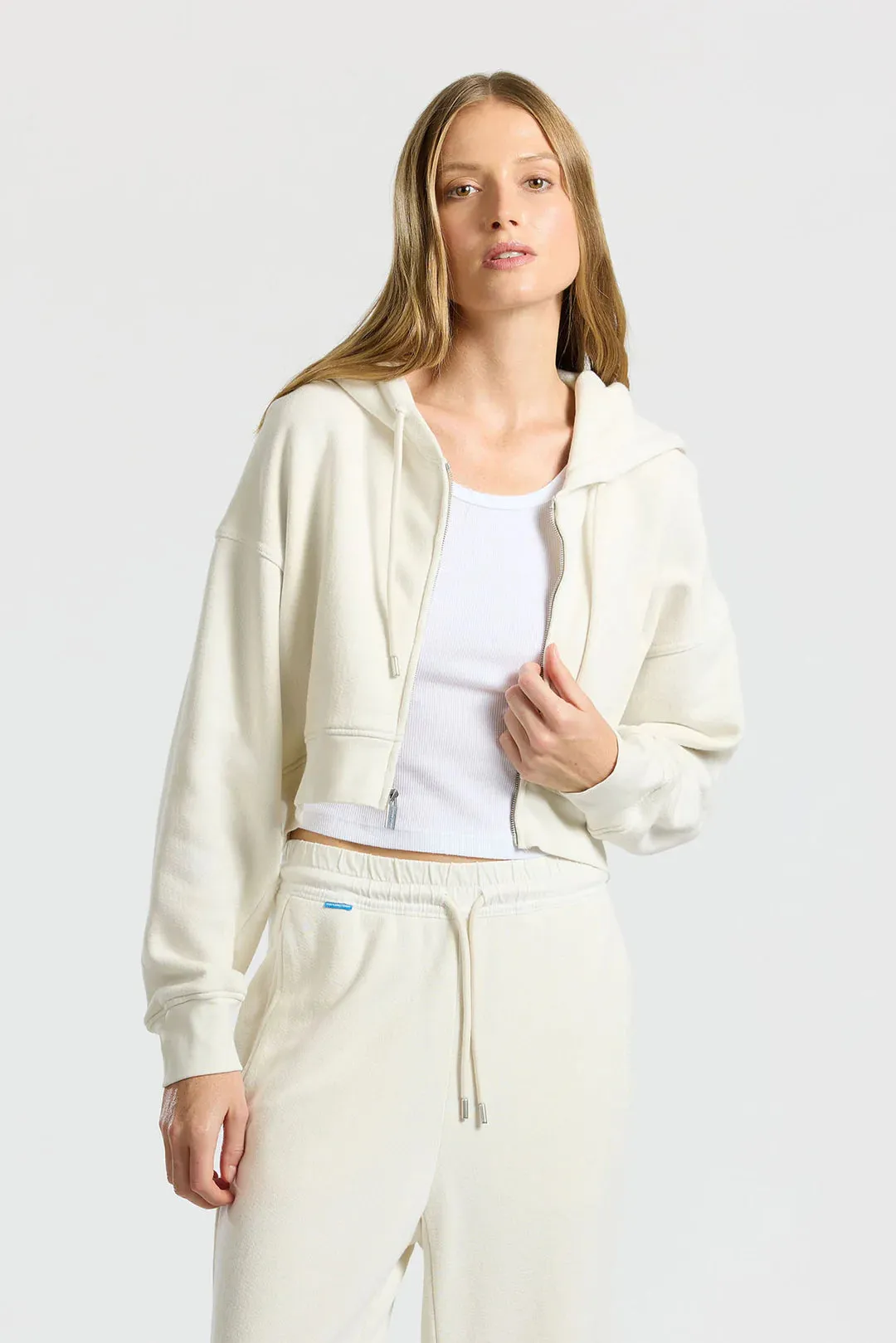Boston Crop Hoodie - Bone