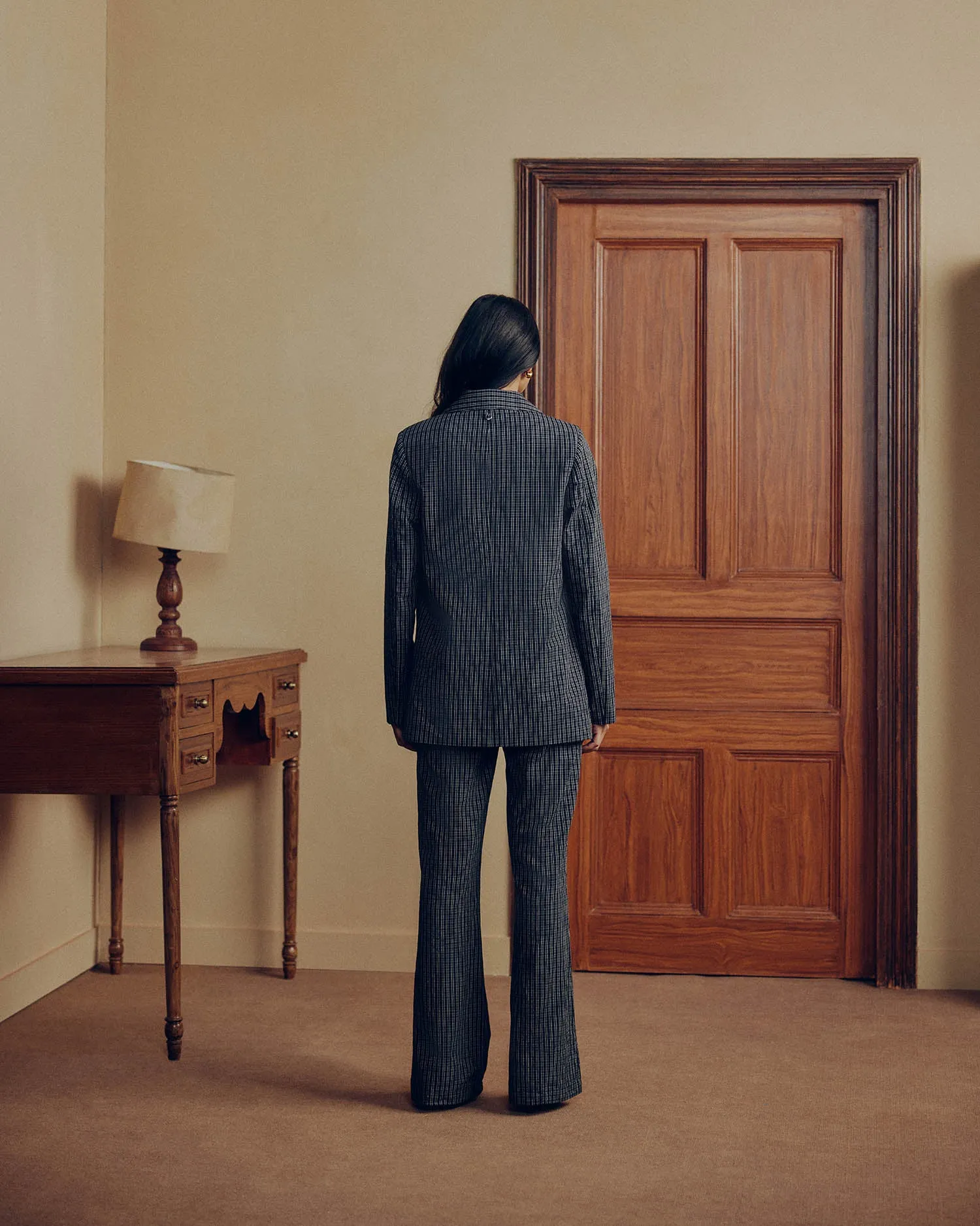 CHECK EMBELLISHED PANTSUIT