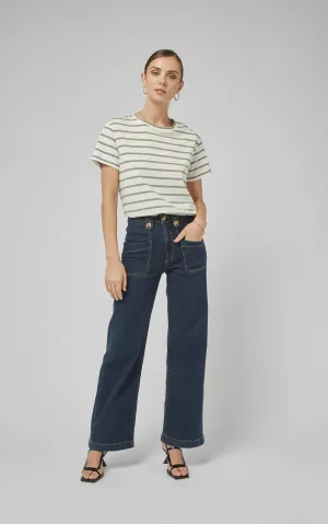 Clare Oil Green Stripe Tee