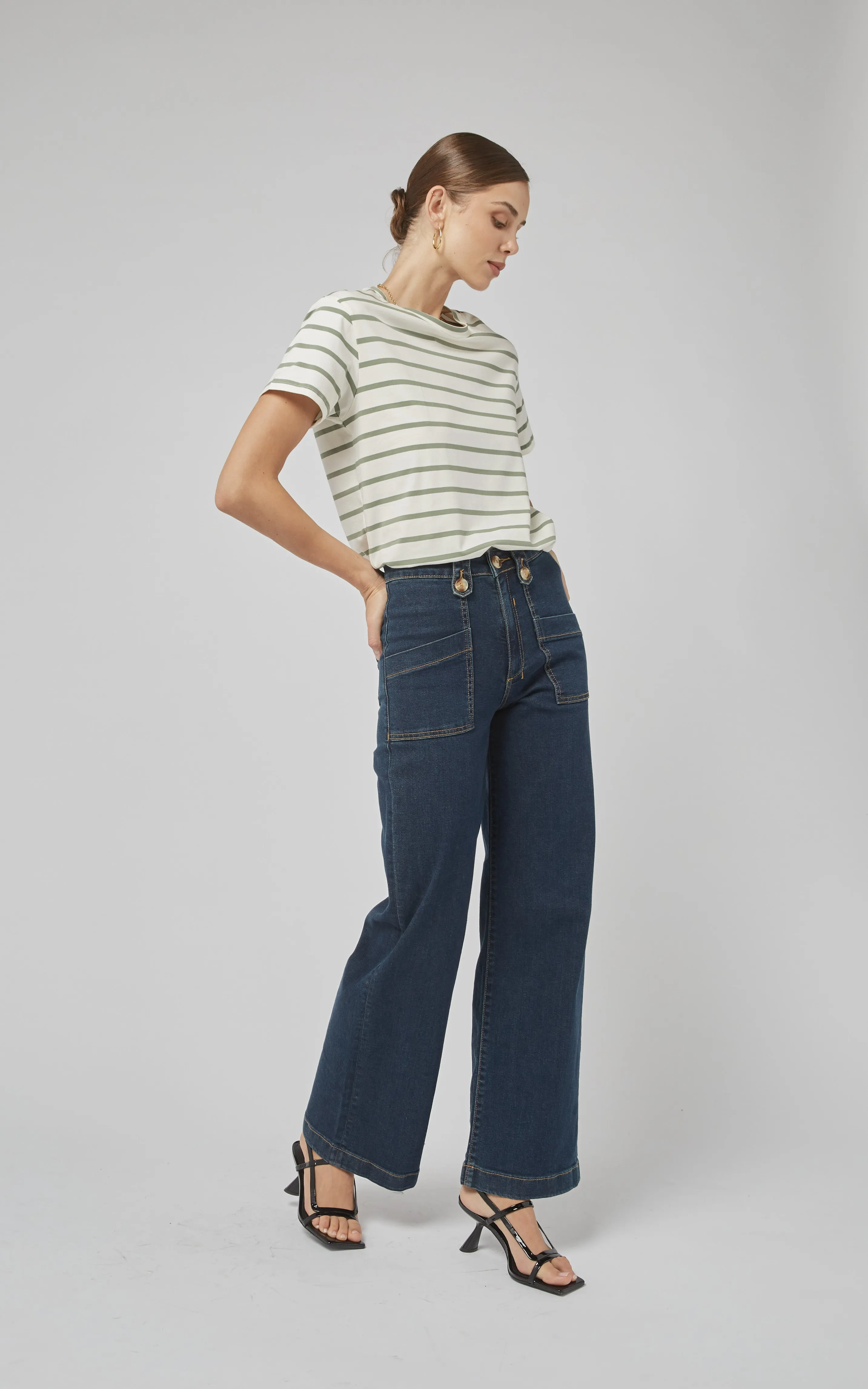 Clare Oil Green Stripe Tee