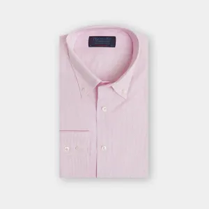 Contemporary Fit, Button Down Collar, 2 Button Cuff Shirt In White With Small Pink Triangles
