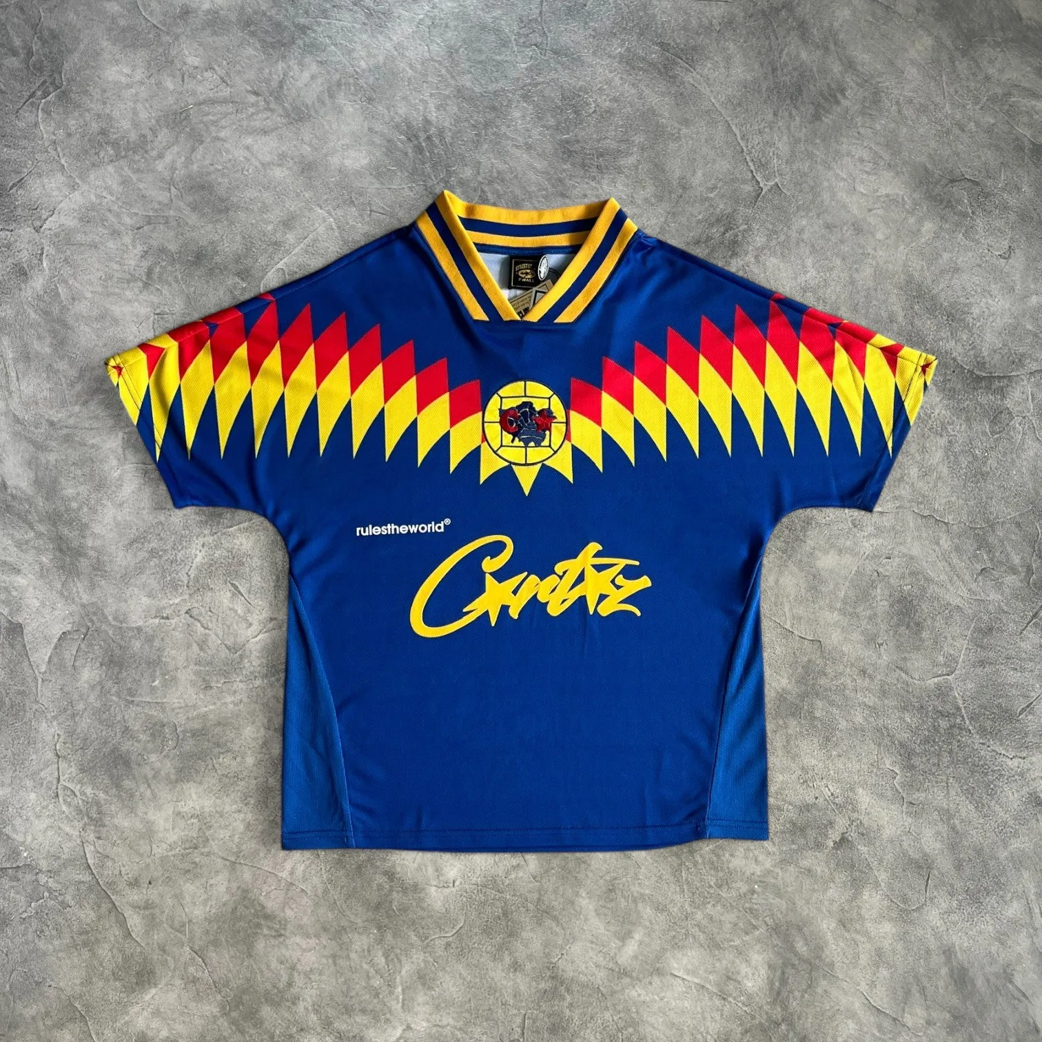 Corteiz Club America V-Neck Jersey Blue