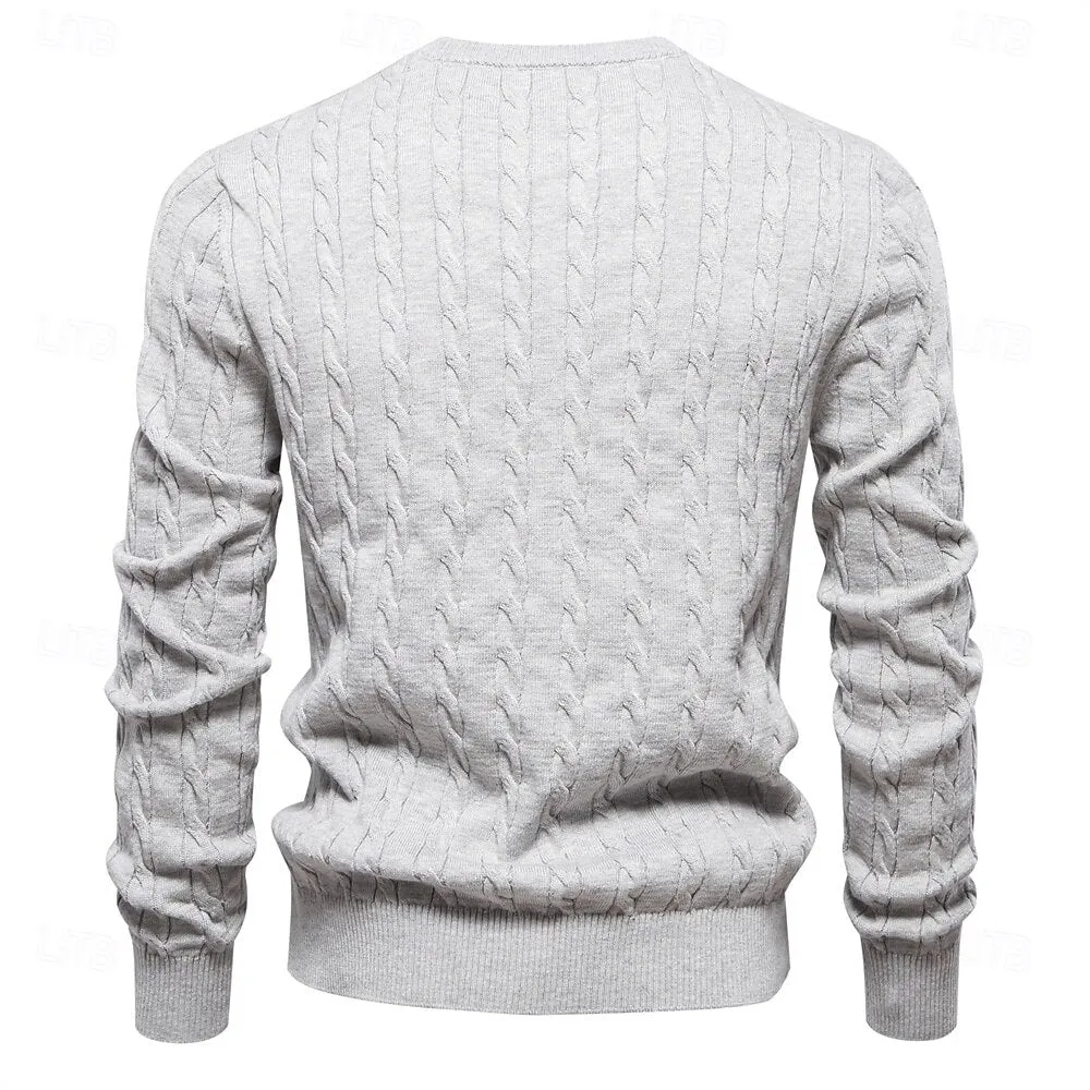 Cotton  Crew Neck Pullover Sweater