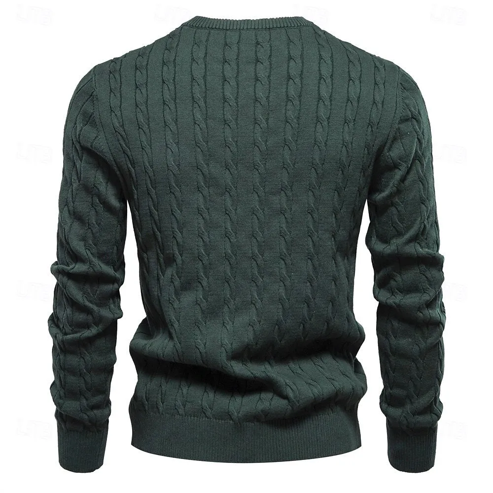 Cotton  Crew Neck Pullover Sweater