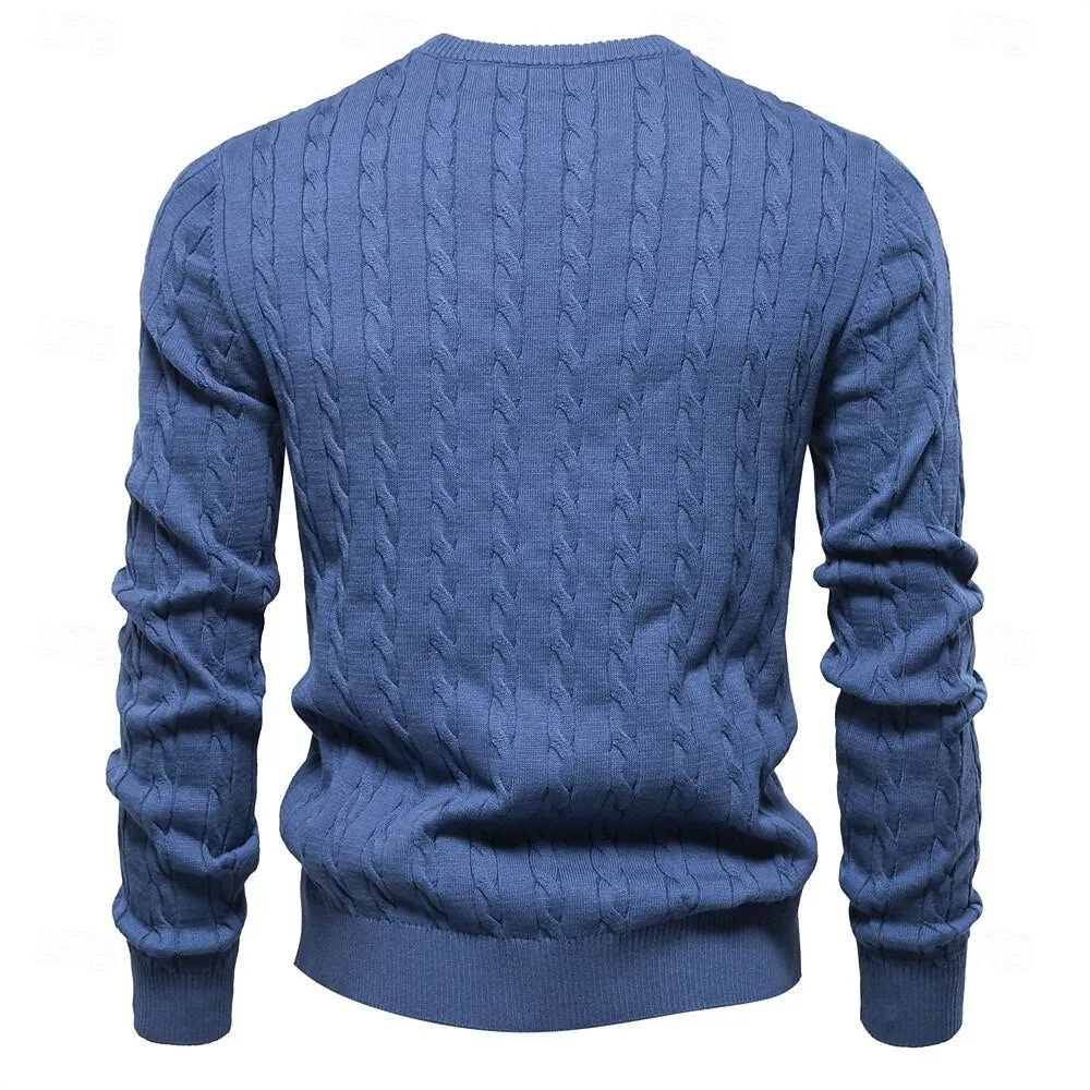 Cotton  Crew Neck Pullover Sweater