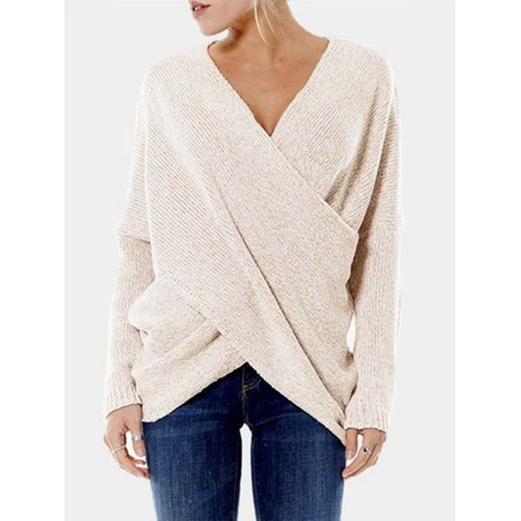 Cotton Women Trendy Niche Hem Sweater Pullover S-XL