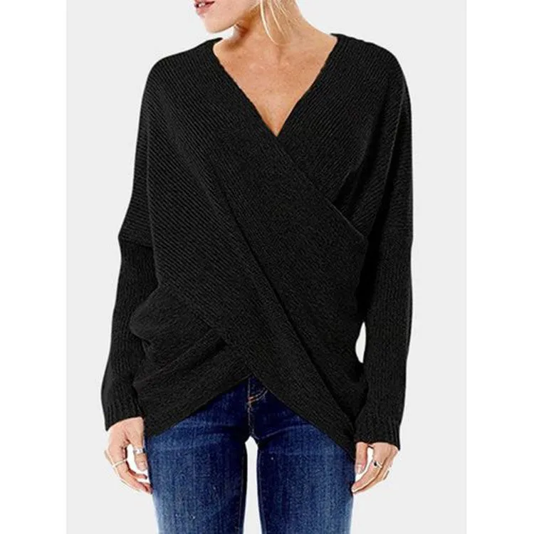Cotton Women Trendy Niche Hem Sweater Pullover S-XL
