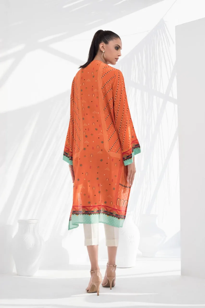 Crepe High Low Printed Kurta With Trousers