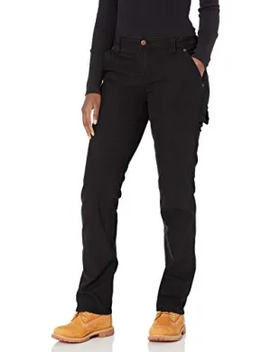 Dickies Women's Relaxed Straight Carpenter Duck Pant, Rinsed Black, 14