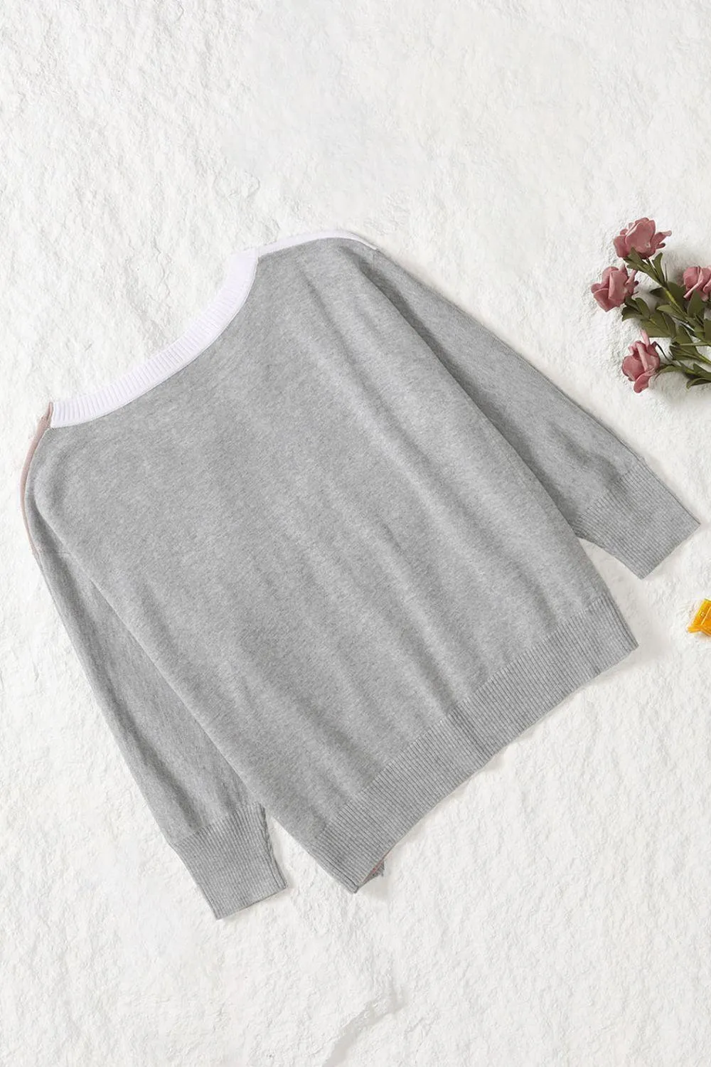 Ecstatic Color Block Knit V-Neck Sweater