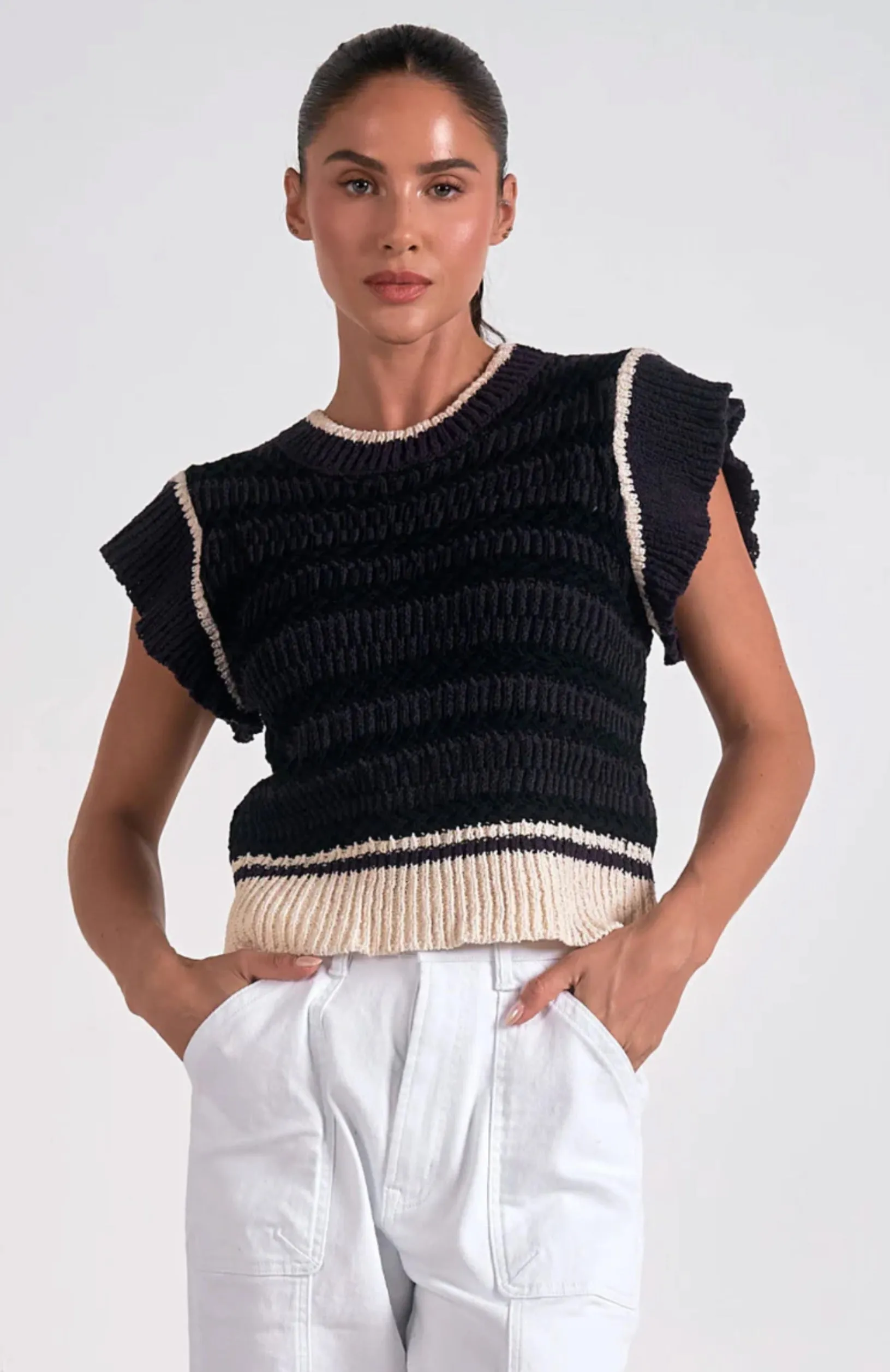 Elan Ruffle Sleeve Sweater