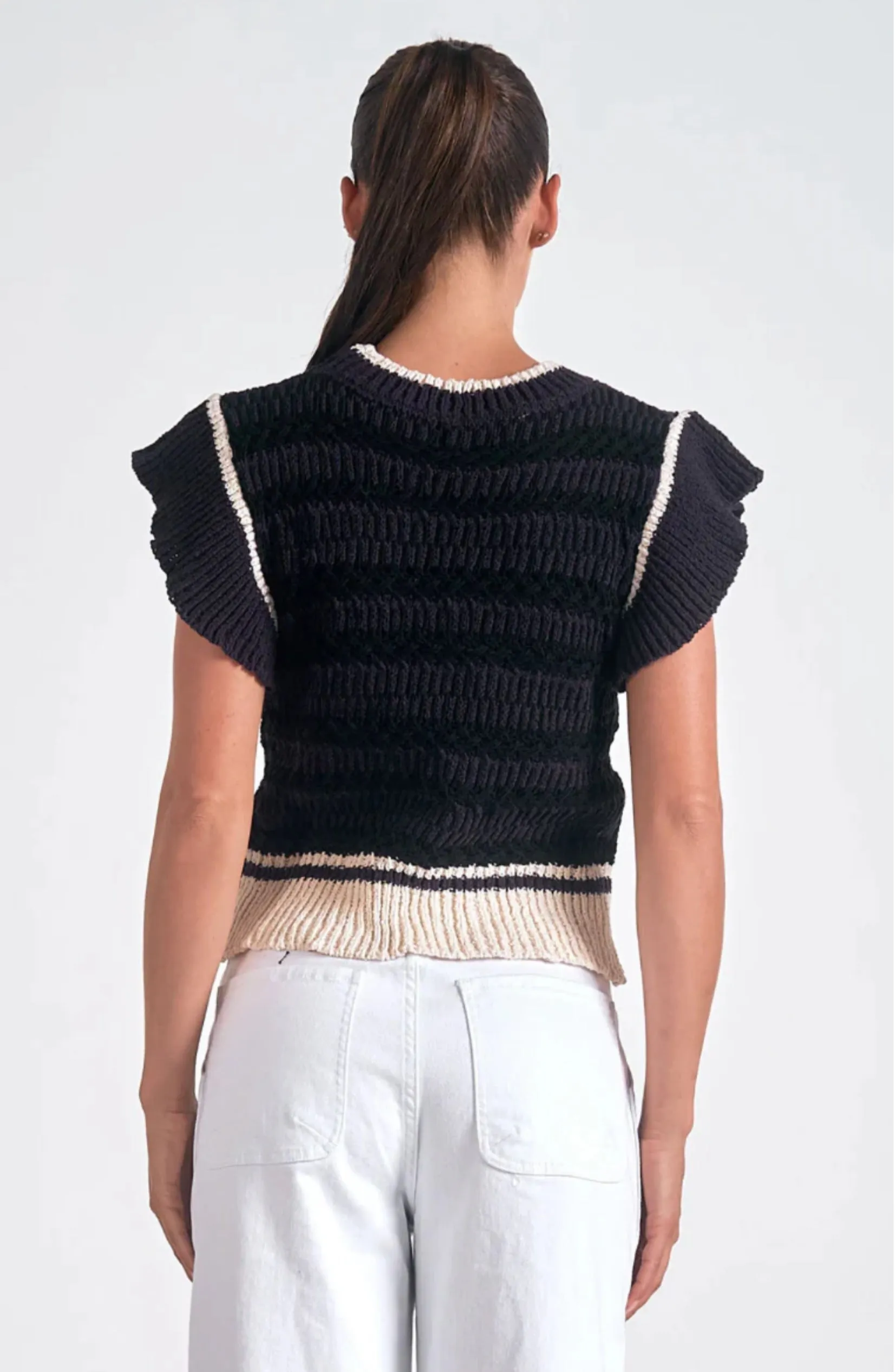 Elan Ruffle Sleeve Sweater