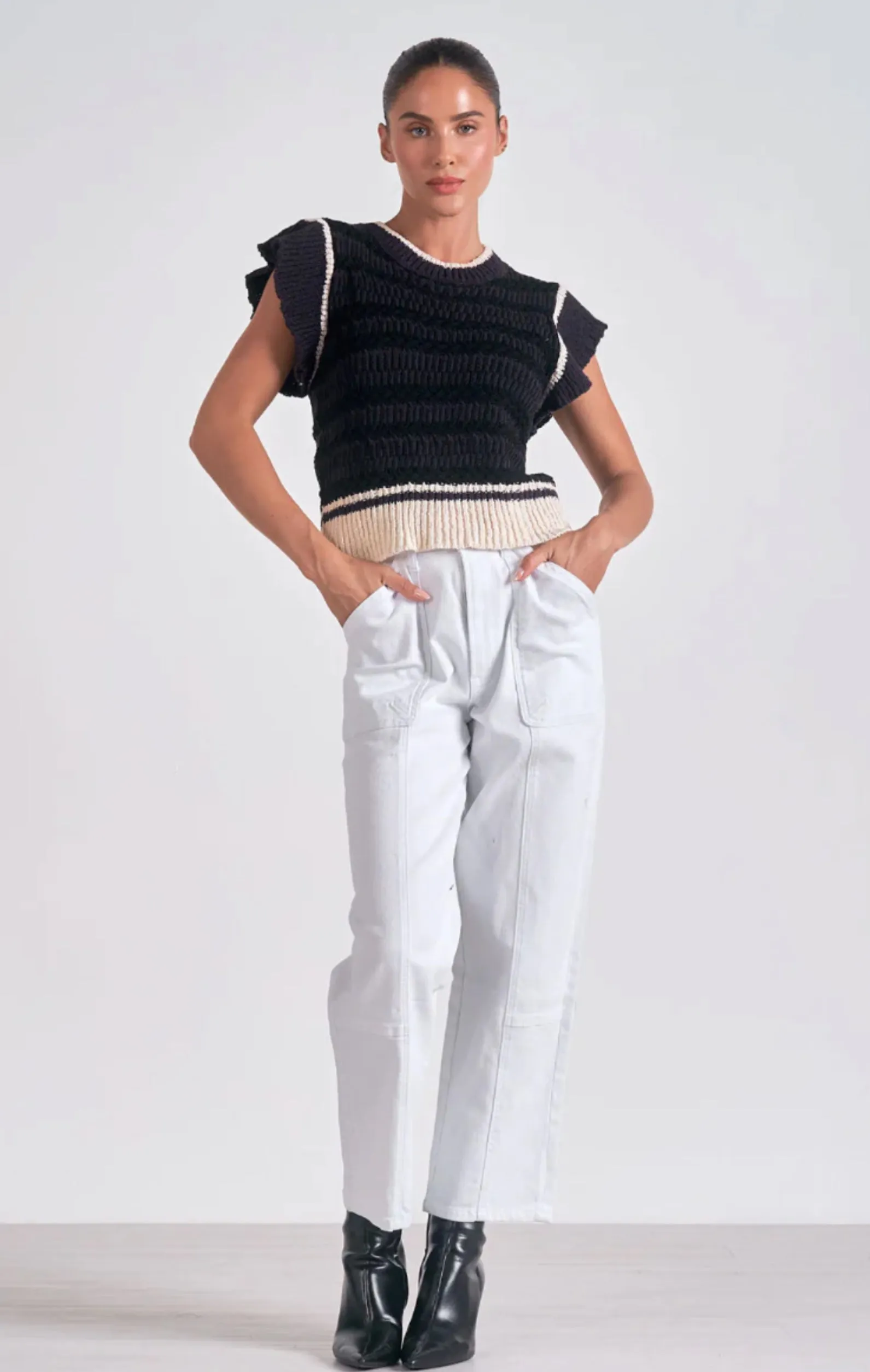 Elan Ruffle Sleeve Sweater