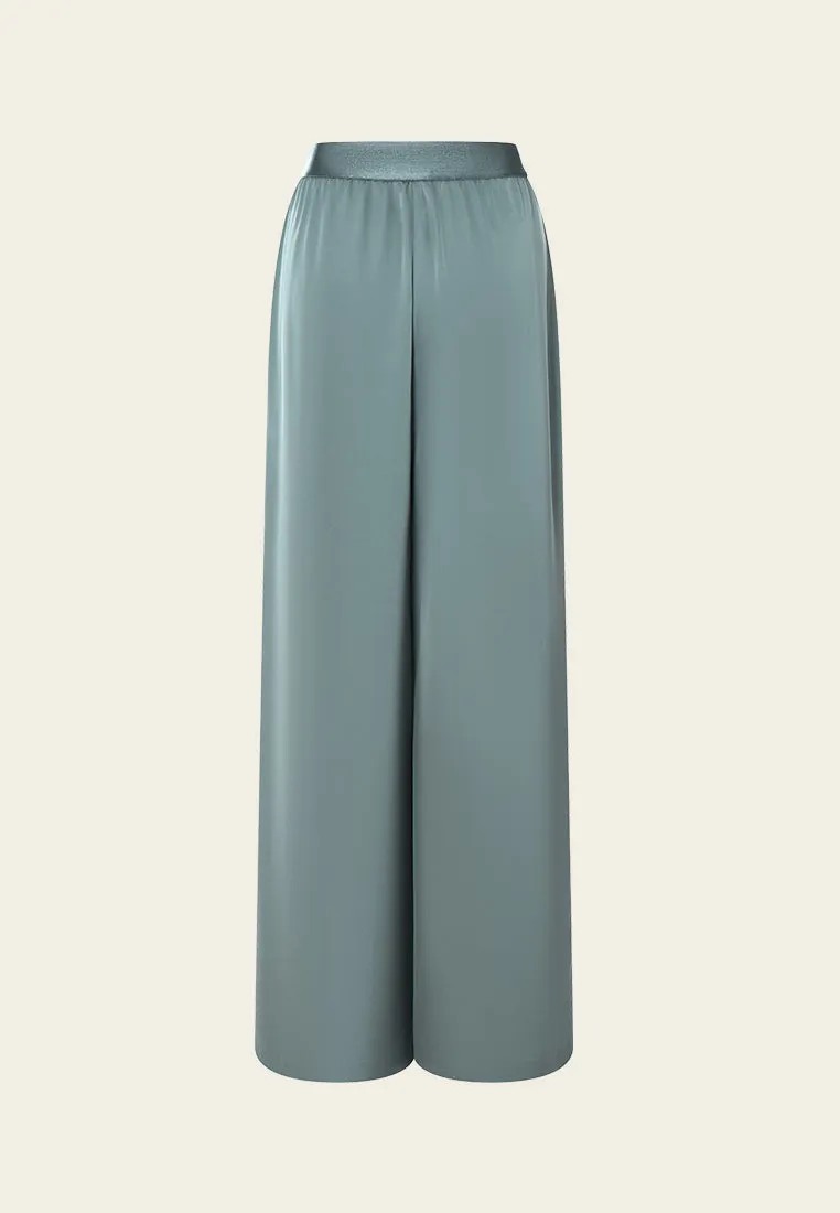 Elasticated-Waistband Straight-Leg Trousers