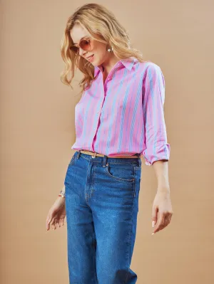 Elisha Pink Striped Cotton Formal Shirt