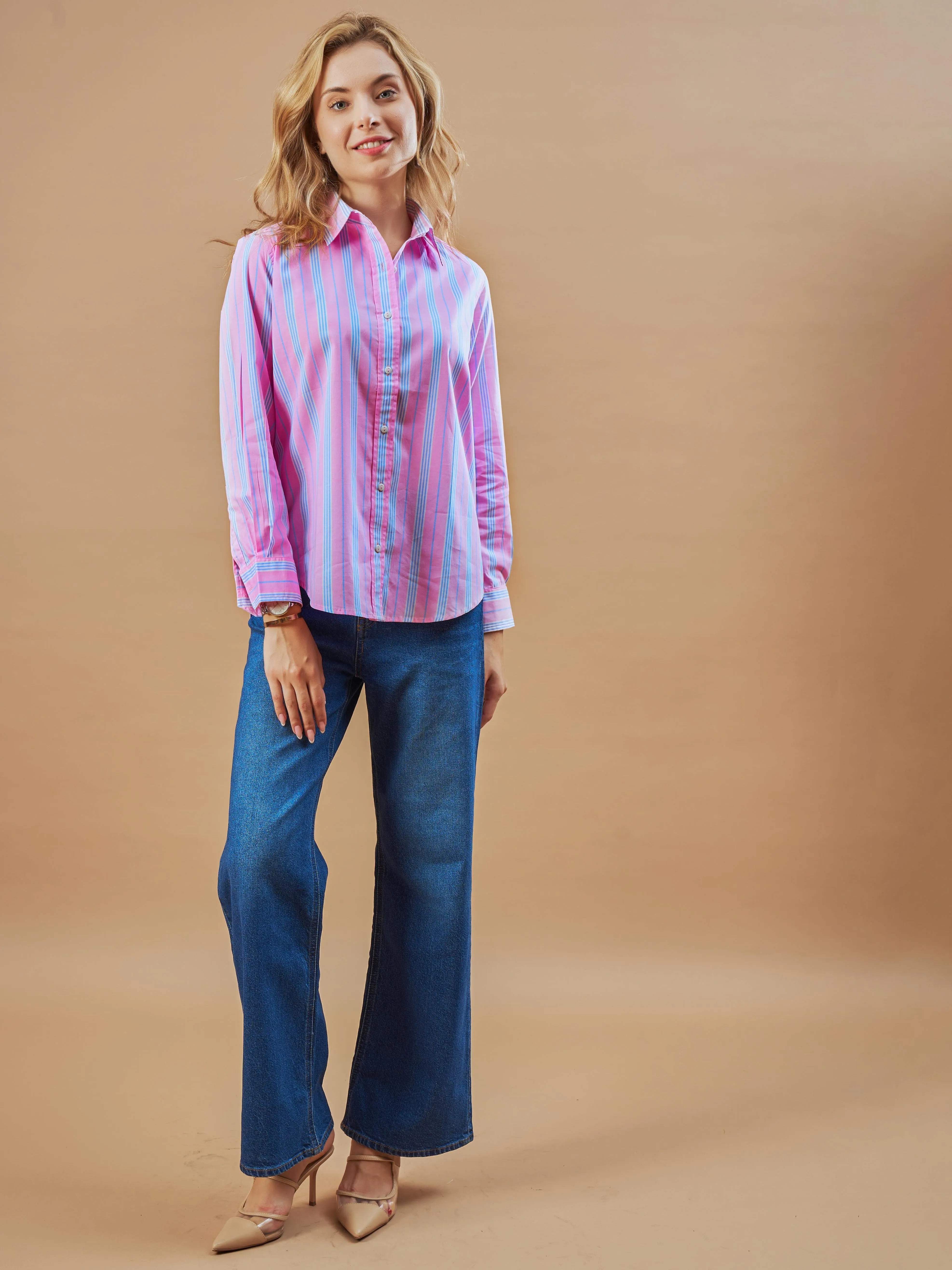 Elisha Pink Striped Cotton Formal Shirt