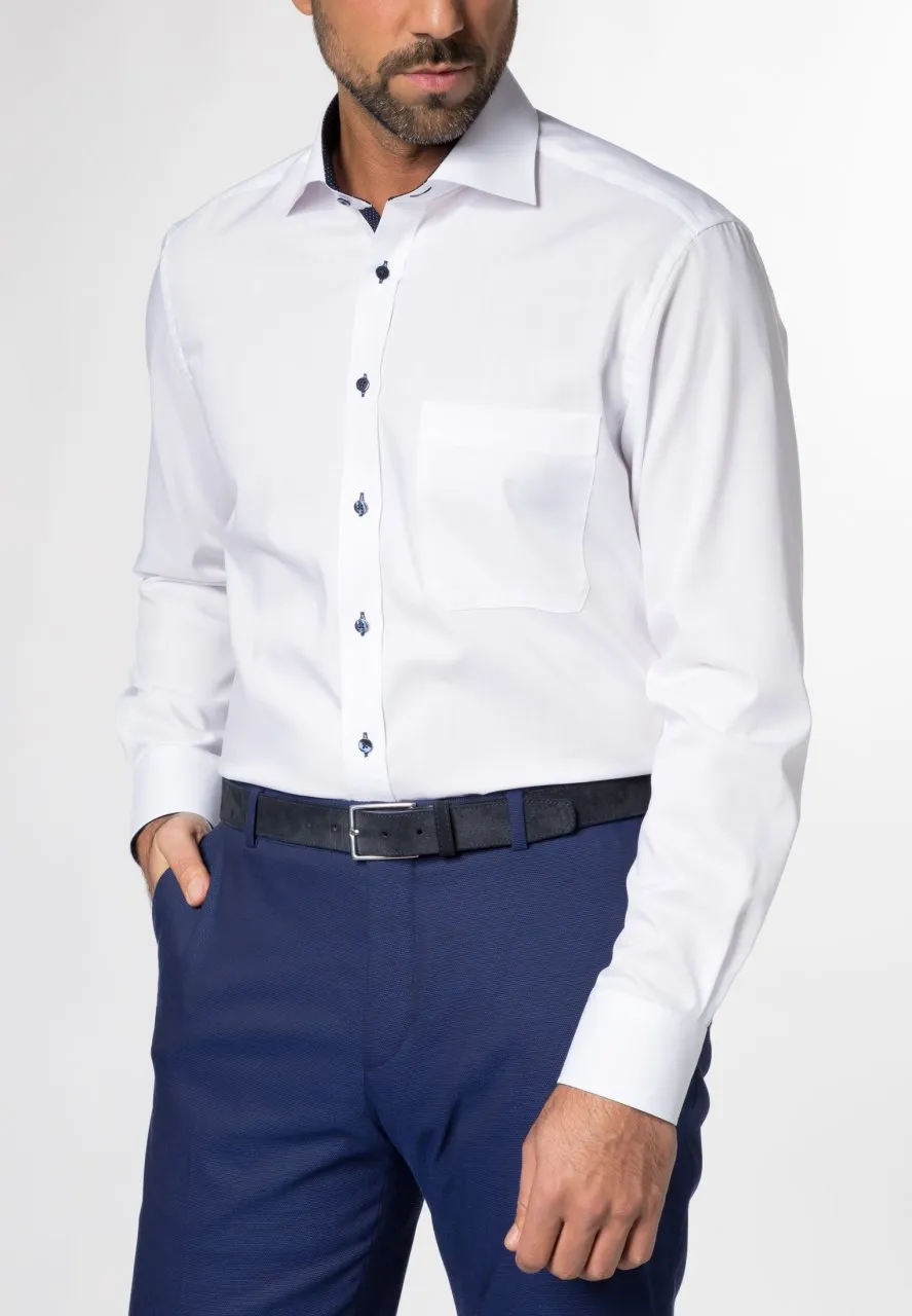 Eterna White W/Navy Trim Shirt White
