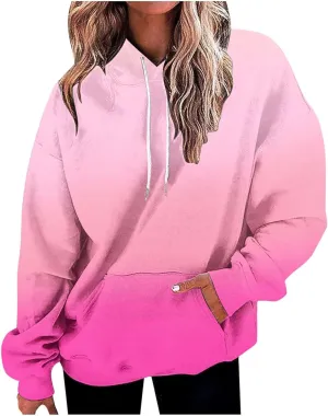 Fall Sweatshirts For Women Fashion Gradient Graphic Hoodies Long Sleeve Oversized Casual Pullover Tops