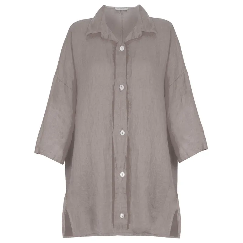 Finty X Oversized Linen Shirt Fango