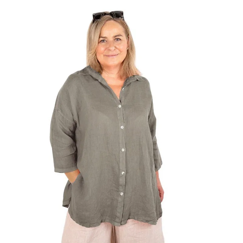 Finty X Oversized Linen Shirt Fango