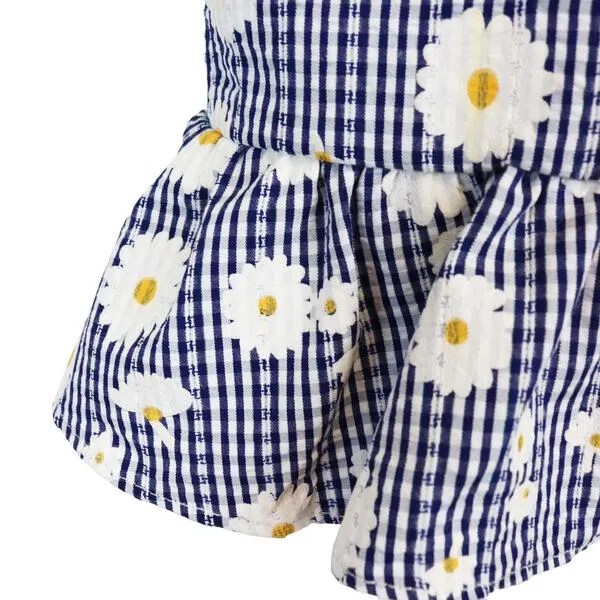 Floral Plaid Vest Blue