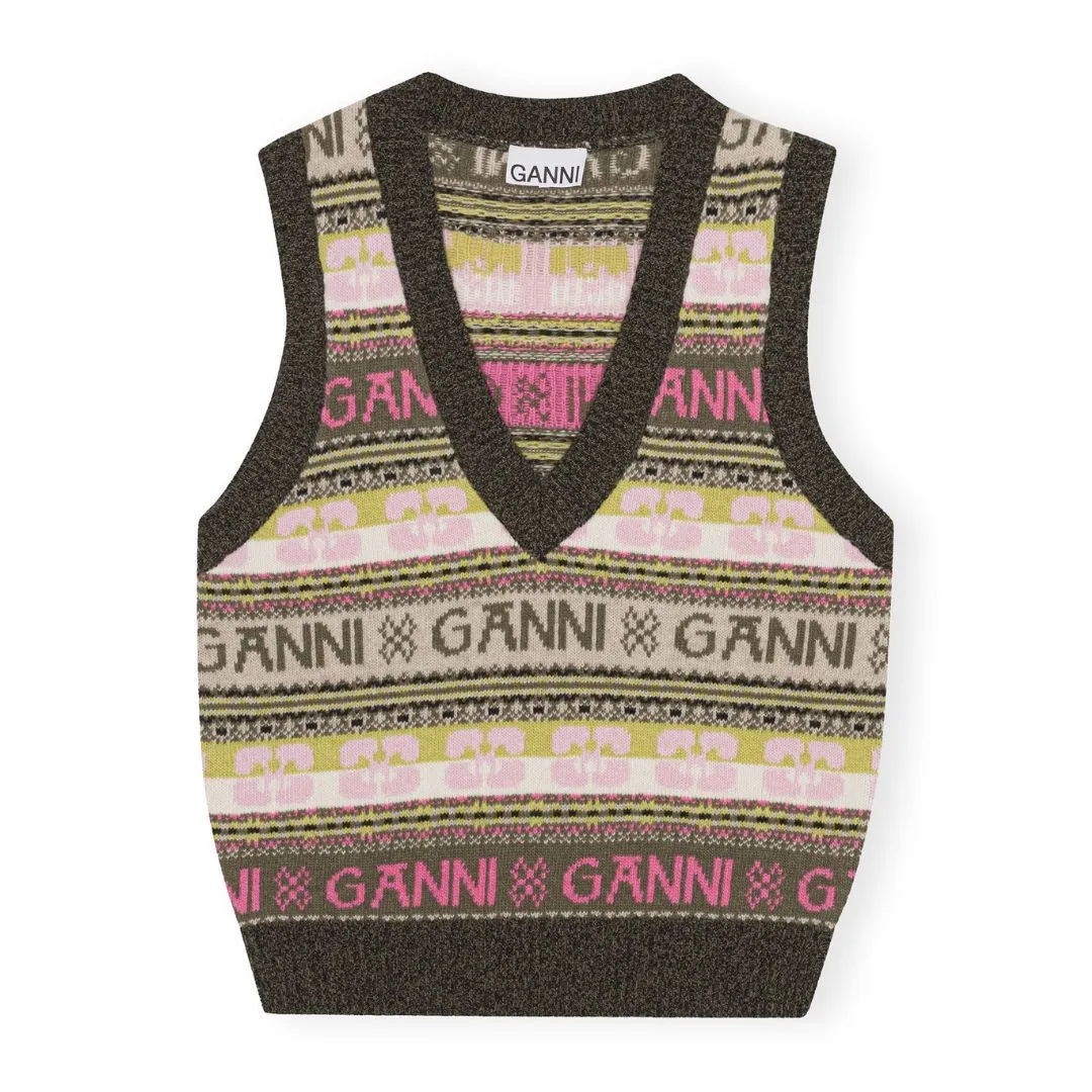 Green Logo Wool Mix Vest (Kalamata)