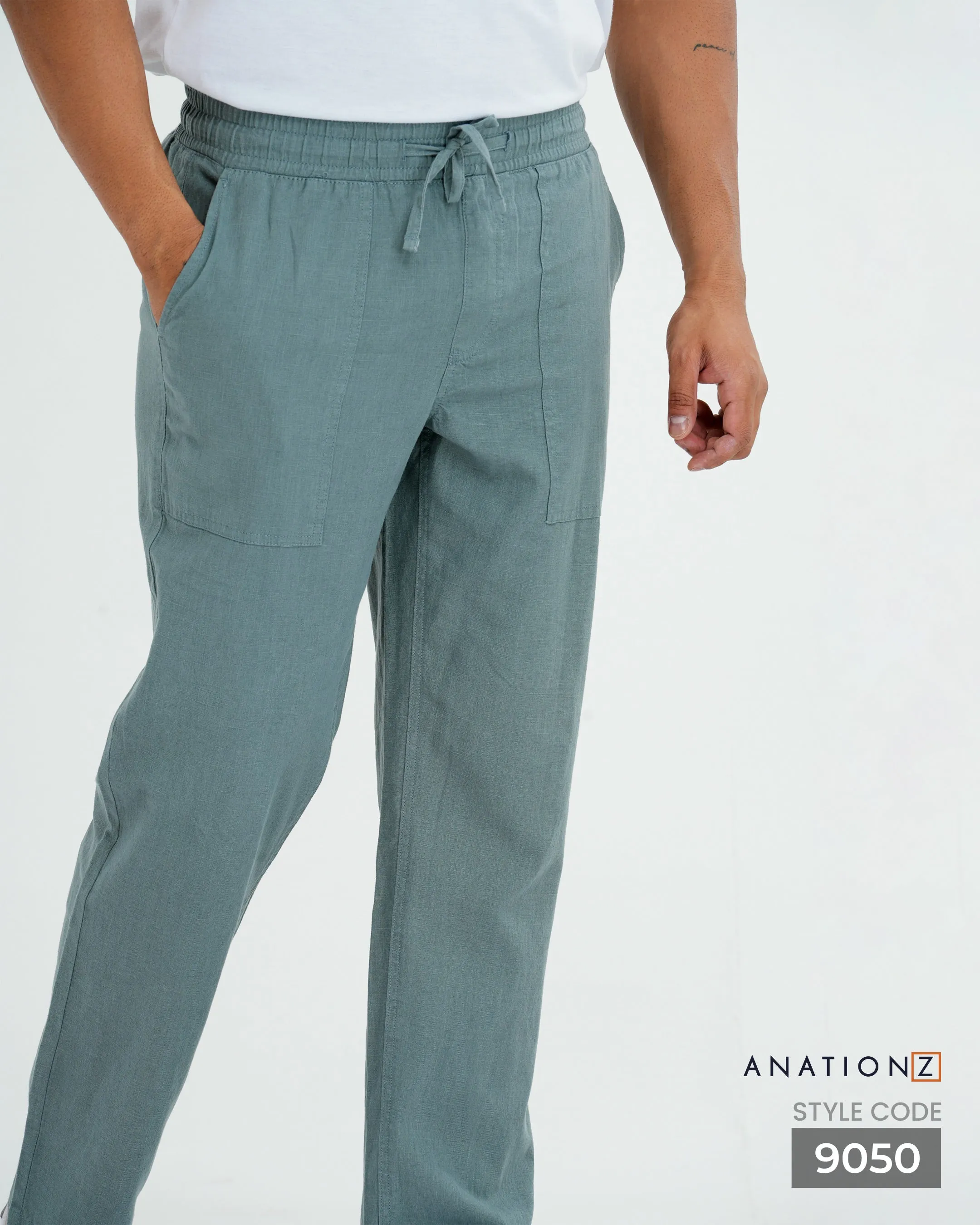 Heritage Linen Cotton Relaxed Pant - Slate