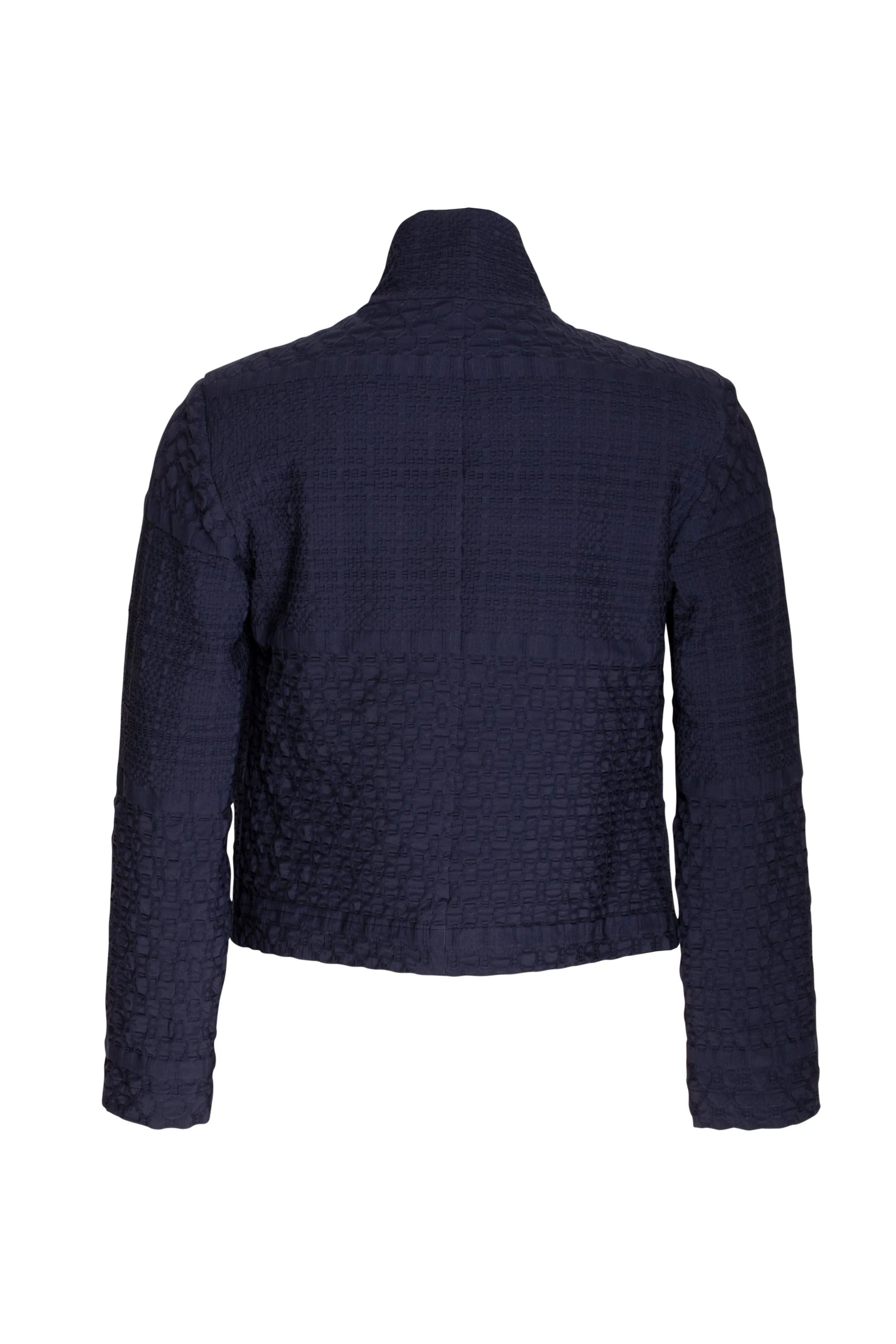 High Collar Classic Jacket - Indigo Jacquard 9753