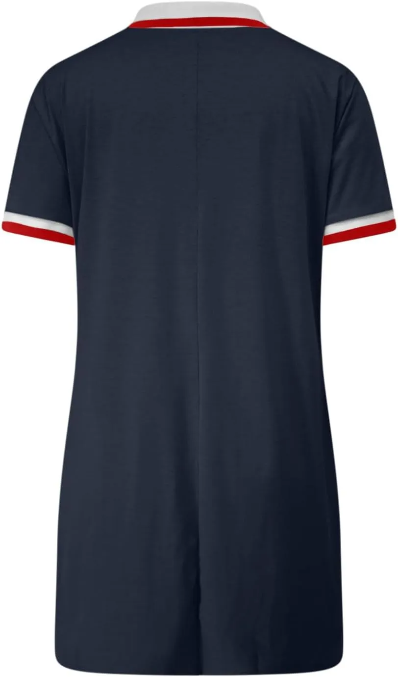 hlysgo Mini Dresses for Women 2025 Summer Casual Short Sleeve V Neck Tennis Dresses Trendy Short T-Shirt Dress with Pockets