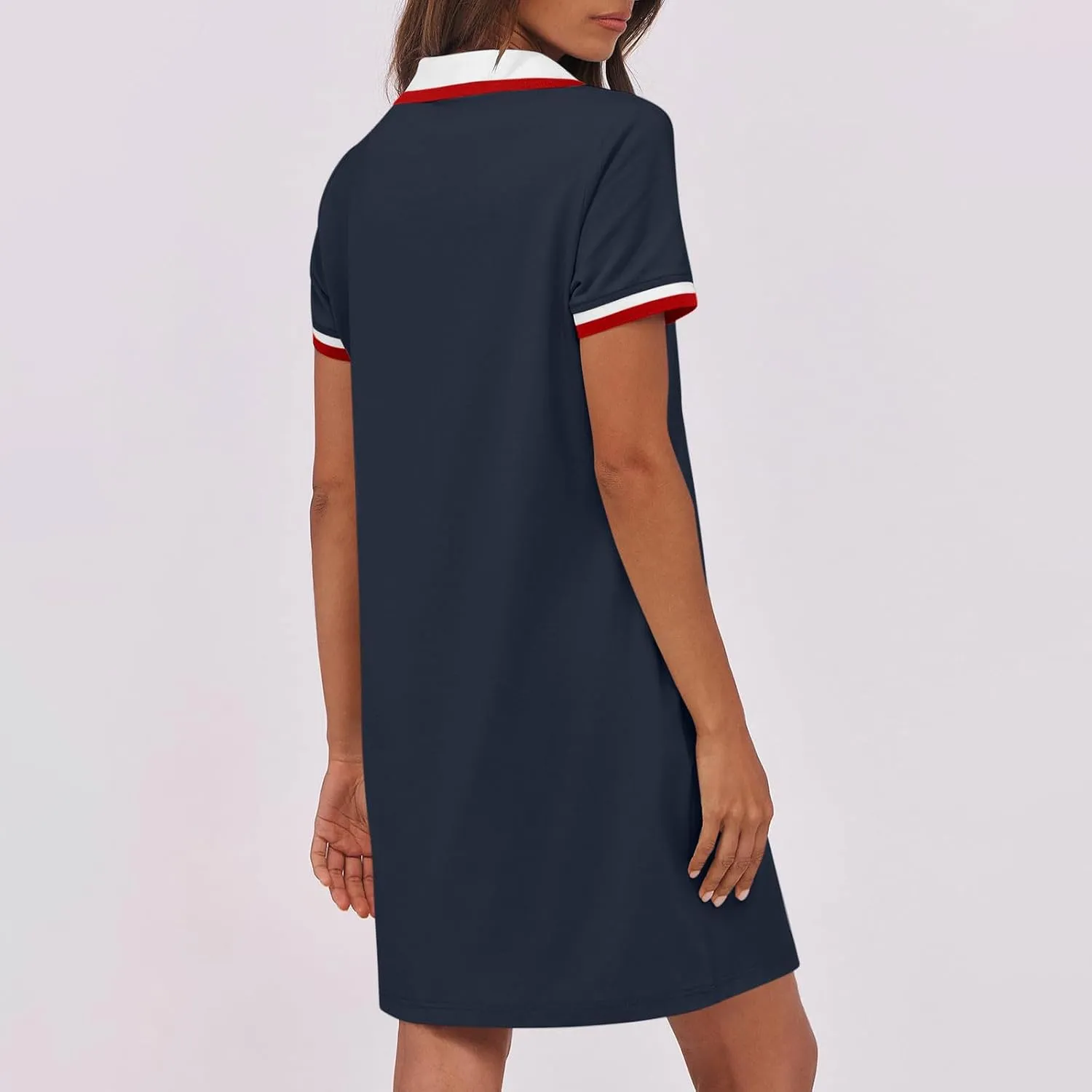 hlysgo Mini Dresses for Women 2025 Summer Casual Short Sleeve V Neck Tennis Dresses Trendy Short T-Shirt Dress with Pockets
