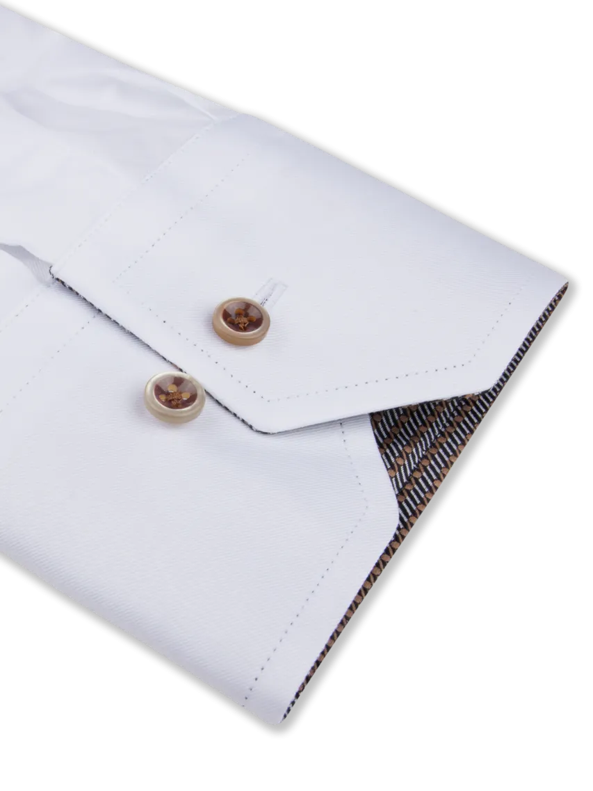 ID24893-Stenstroms White Brown Button Shirt