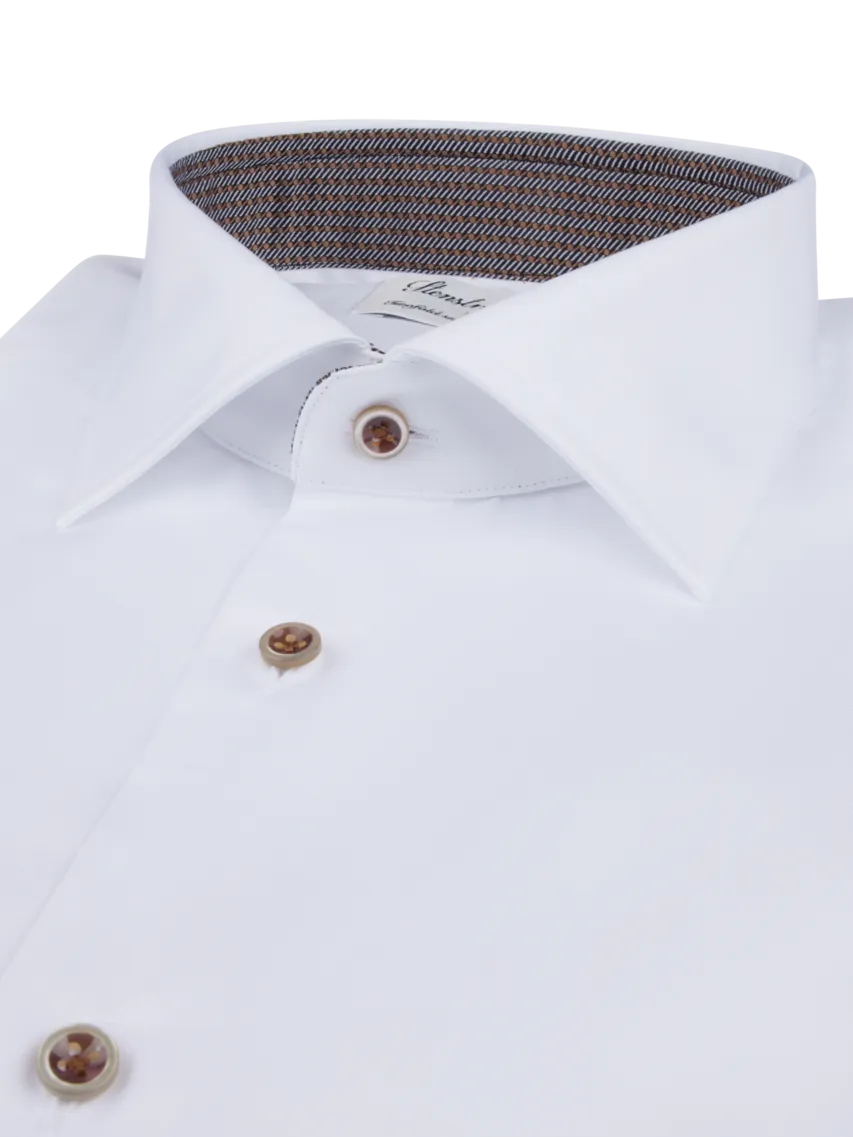 ID24893-Stenstroms White Brown Button Shirt