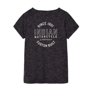 Indian Motorcycle  Womens Notch Neck Custom Built T-Shirt Tee Light Comfy Grey