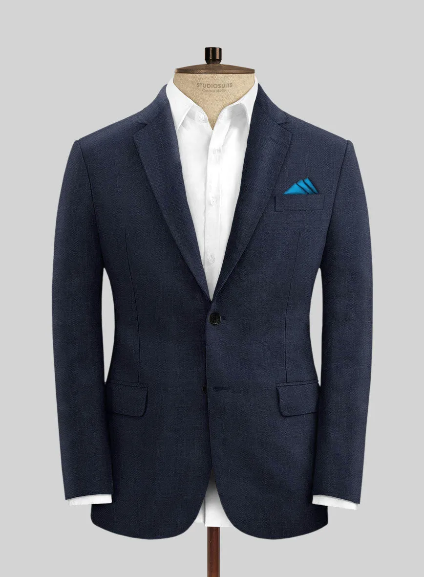 Italian Prato Oxford Blue Linen Jacket