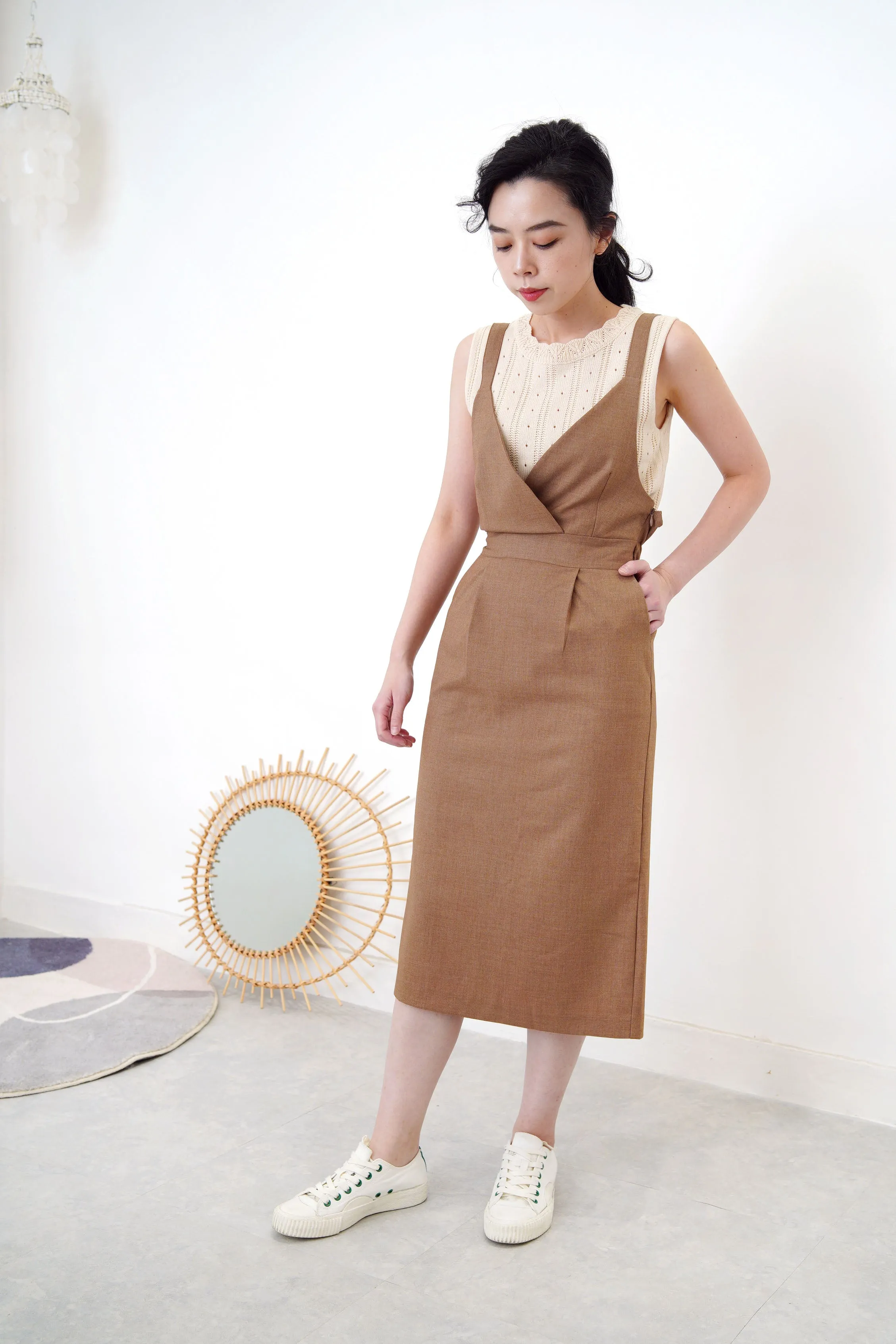 Ivory weave knit vest w/ jacket set