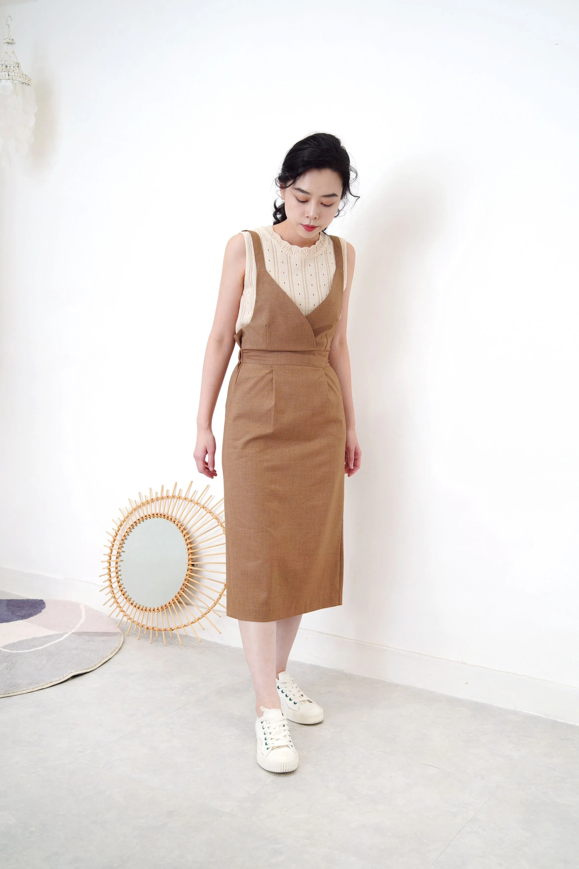 Ivory weave knit vest w/ jacket set