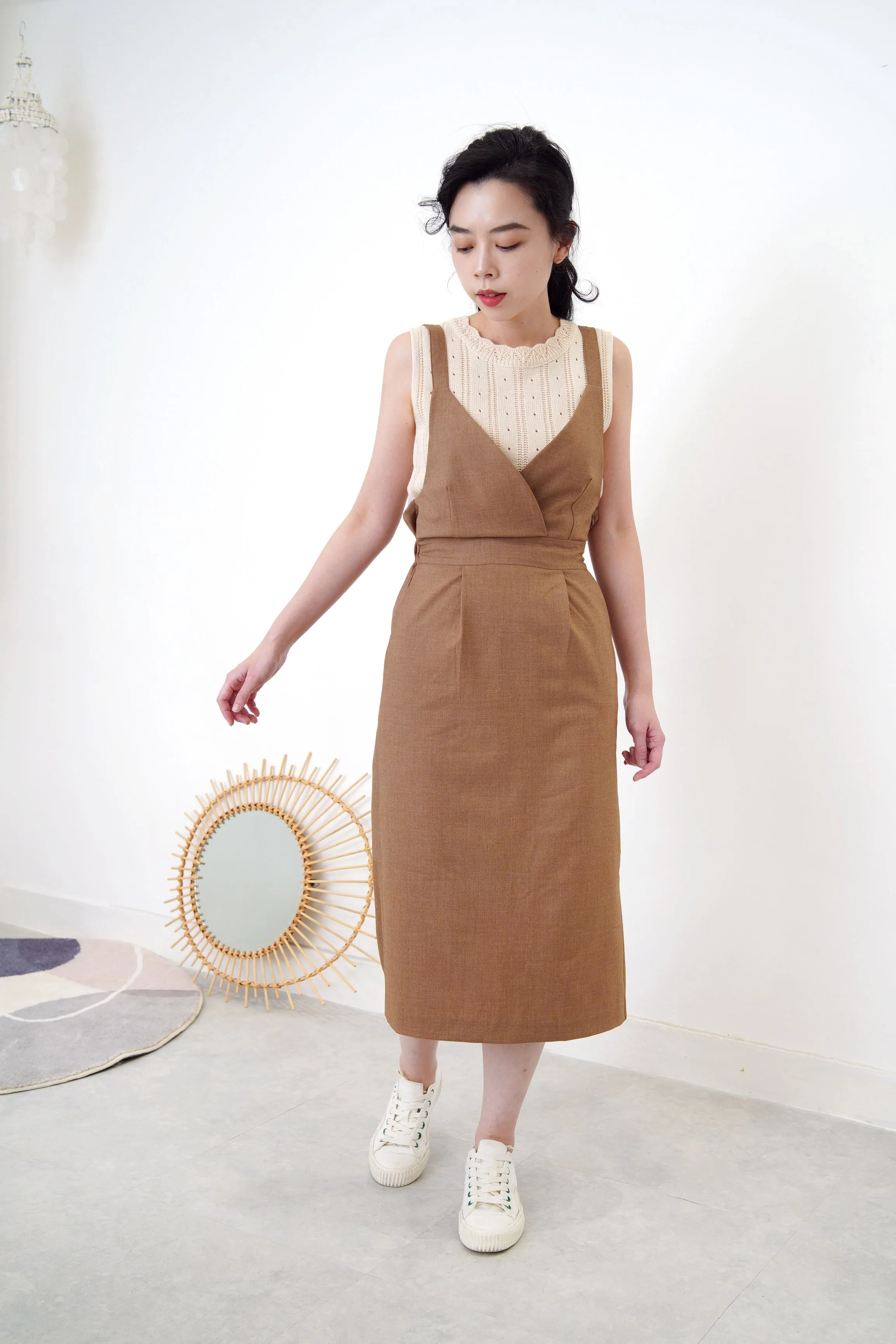 Ivory weave knit vest w/ jacket set