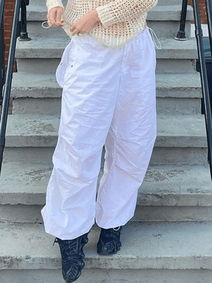Joskaa Relaxed Drawstring Low Waist Cargo Pants