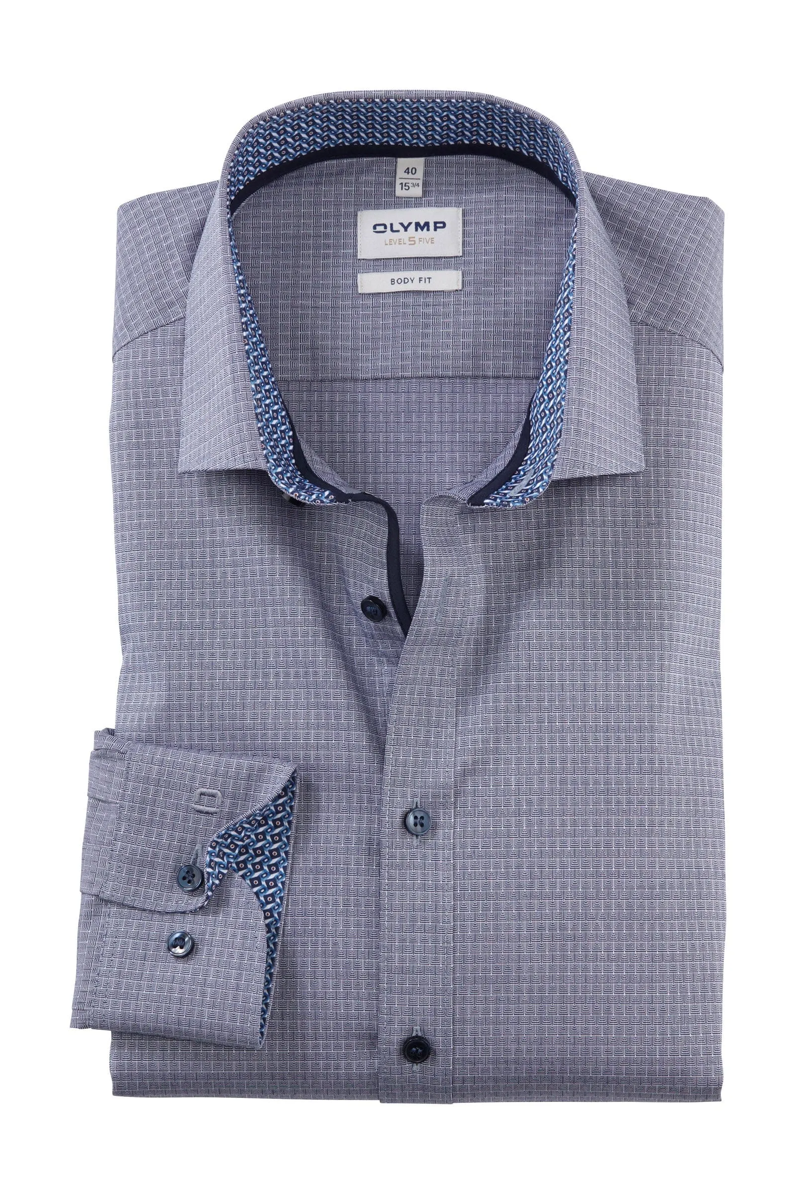 Level 5 Body Fit Micro Print Shirt - Marine